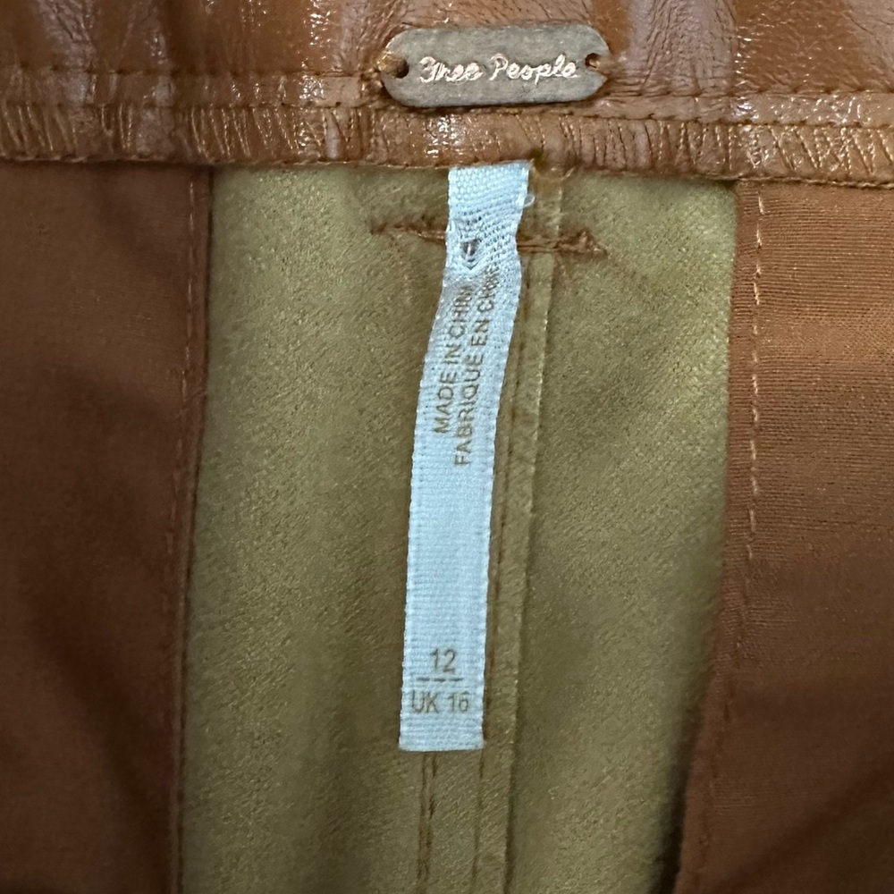 Free People Wide Leg Leather Pants Star Crossed Lovers Earthy Boho Neutral 12 - Picture 12 of 13